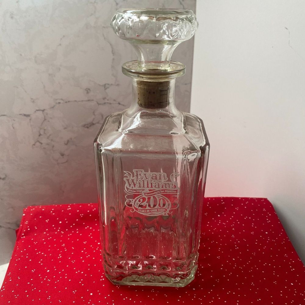 Evan Williams Kentucky Distillery 200th Anniversary‎ Glass Whiskey Empty Bottle